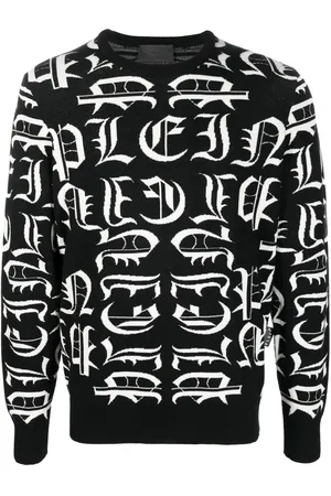 Philipp Plein Sweatshirt med broderet logo og rund hals