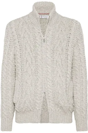 Brunello Cucinelli Kabelstrikket cardigan med lynlås