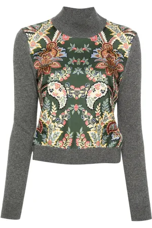Etro Blomstret trøje med kontrastpanel