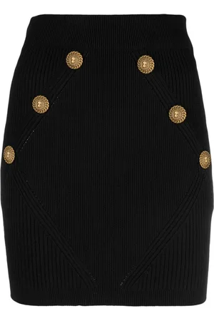 Balmain Kort strikket nederdel med præget knap