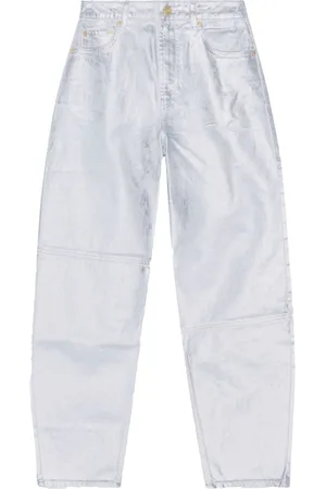 Ganni Smalle jeans i økologisk bomuld med metallisk finish