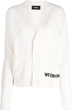 We11 Done Intarsiastrikket cardigan med logo