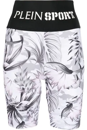Philipp Plein Blomstrede shorts med logobånd i taljen