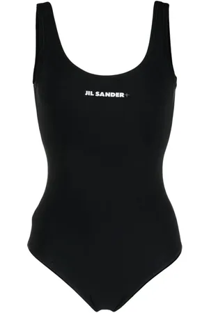 Jil Sander Badedragt med logotryk og rund ryg