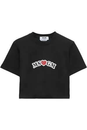 Msgm Cropped T-shirt med logotryk