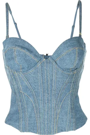 FLEUR DU MAL Bustier i denim med kontrastsøm