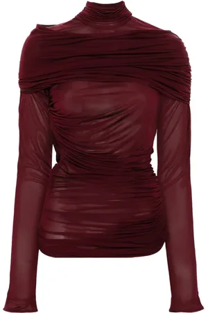 MUGLER Top med ruche-detalje