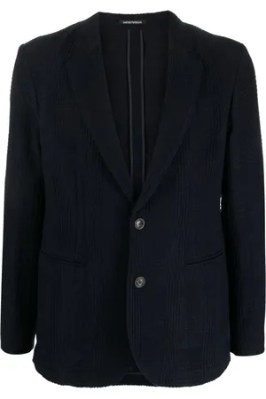 Emporio Armani Enkeltradet tekstureret blazer med skotsktern