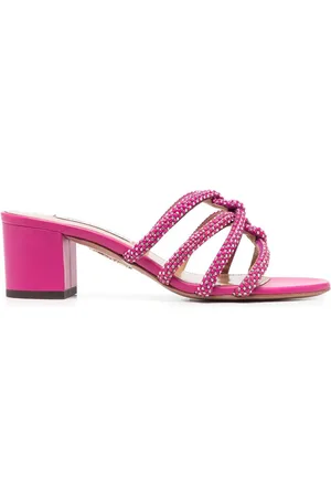 Aquazzura Krystaludsmykkede mules i læder