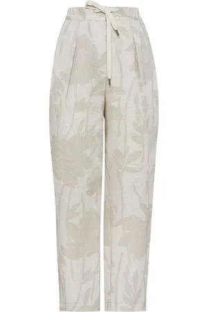 Brunello Cucinelli Bukser i jacquard med blomstermønster og smalle ben