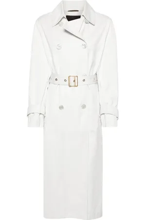 MOORER Dobbeltradet trenchcoat i twill
