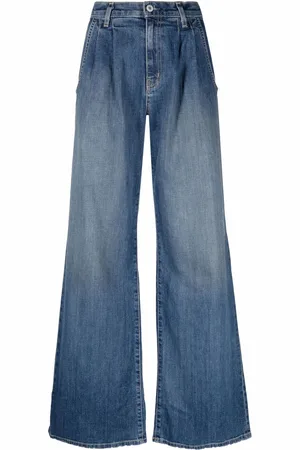 NILI LOTAN Jeans i denim med brede ben og bleget effekt