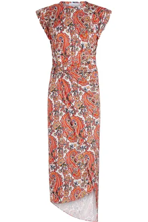 Paco rabanne Draperet midi-kjole med paisleytryk