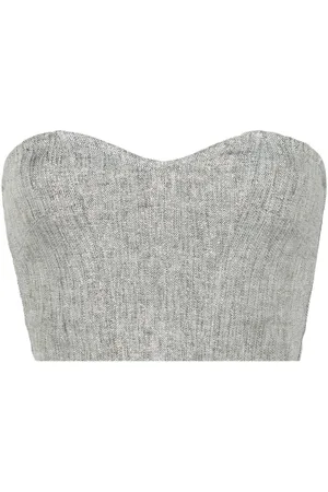 FORTE FORTE Chevron-strikket stropløs top i lurex