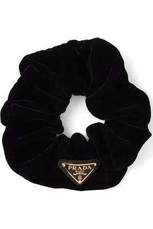 Prada Hårelastik i velour med trekantet logo