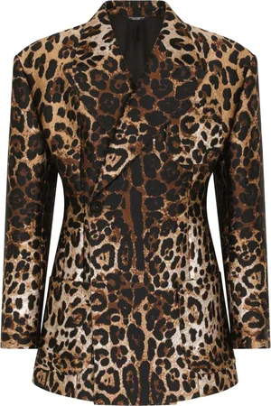 Dolce & Gabbana Blazer i jacquard med leopardmønster