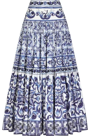Dolce & Gabbana Lang plisseret nederdel med Majolica-tryk