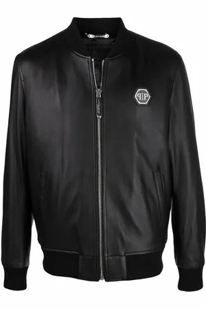 Philipp Plein Bomberjakke med lynlås og logo