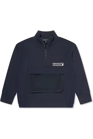 Emporio Armani Sweatshirt med broderet logo og halv lynlås