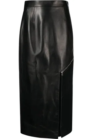 Alexander McQueen Plisseret nederdel med slids i siden
