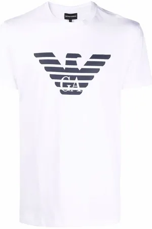 Emporio Armani T-shirt med ørne-logo og rund hals