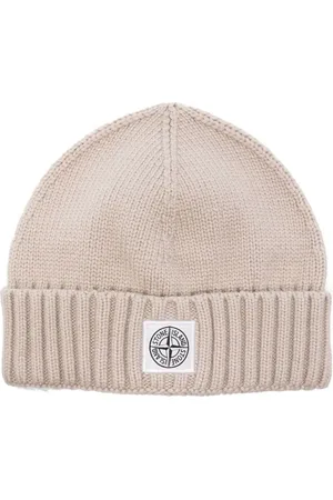 Stone Island Ribstrikket hue med logomærke