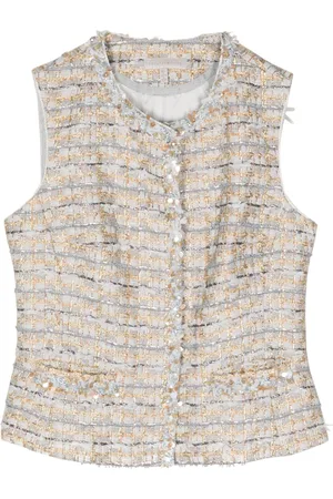 SHIATZY CHEN Vest i tweed med perledetalje