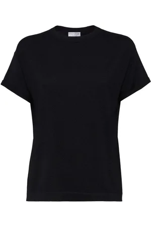 Brunello Cucinelli Strikket ensfarvet T-shirt