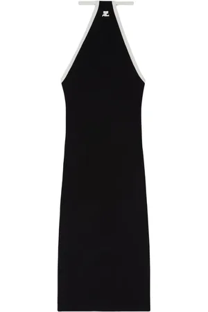 Courrèges Mellemlang kjole med broderet logo og halterneck