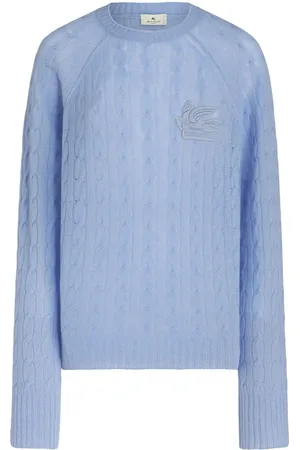 Etro Kabelstrikket trøje med logo-broderi