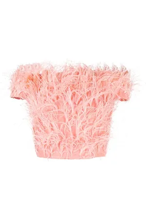 Cult Gaia Cropped top med fjerdetalje