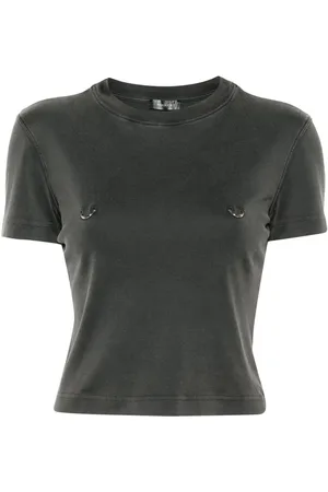 MUGLER Cropped T-shirt med hoop-detalje