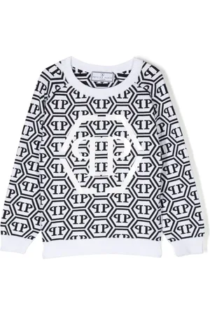Philipp Plein Intarsiastrikket sweatshirt med logo