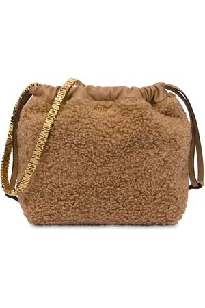 Moschino Skuldertaske i imiteret lammeskind med logo-bogstaver