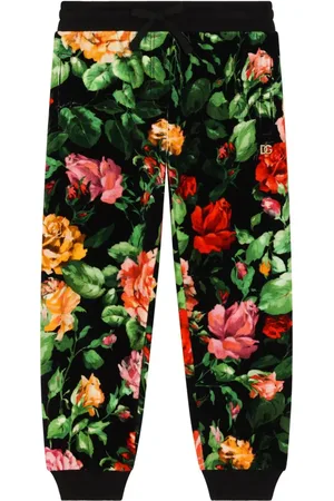 Dolce & Gabbana Joggingbukser med broderet logo og rose-tryk