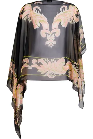 Etro Poncho i silke med Venus-tryk