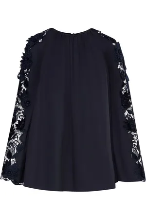 Oscar de la Renta Water Lily guipure trapeze-bluse