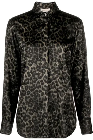 BLANCA Leopardmønstret skjorte i satin