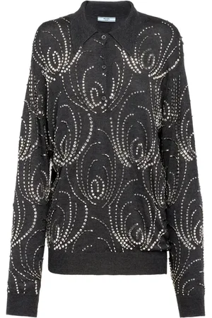 Prada Polo i kashmir med krystaludsmykning