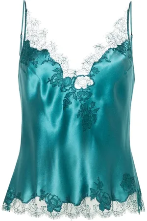 CARINE GILSON Camisole-top i silke med blondekant