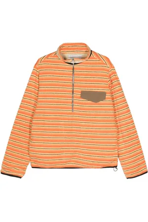 RANRA Stribet sweatshirt med kort lynlås