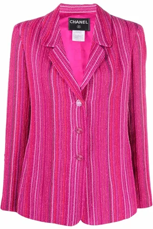 CHANEL 2010 enkeltradet blazer med striber