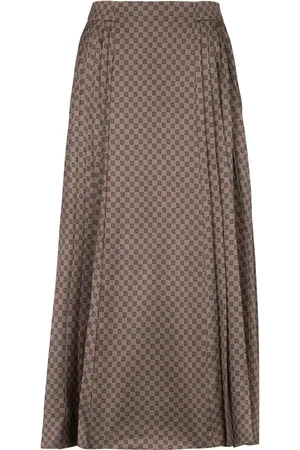 Balmain Midi plisseret nederdel med monogramtryk
