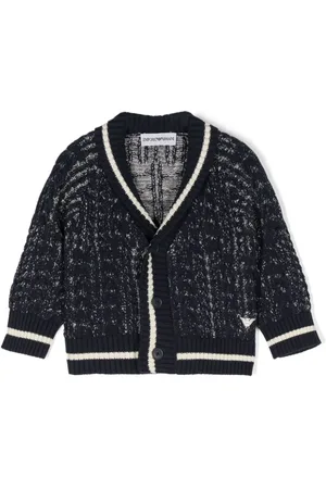 Emporio Armani Cardigan i meleret strik med logobroderi