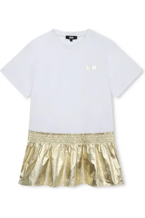 DKNY Metallisk kjole med logotryk