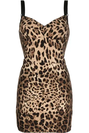Dolce & Gabbana Kort korset-kjole med leopardtryk