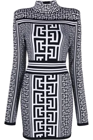 Balmain Langærmet kjole med monogramtryk