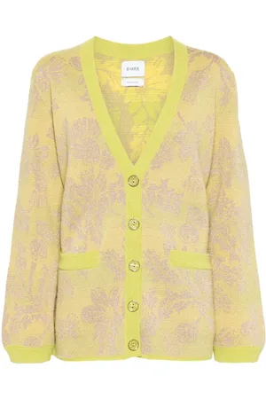 Barrie Blomstret intarsia-strikket cardigan
