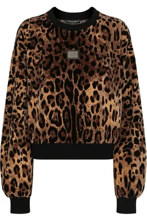 Dolce & Gabbana Chenille-trøje i leopard-jacquard