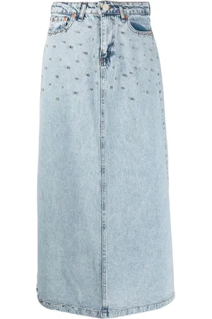 Ana Radu Kort denimskjorte med krystaludsmykninger